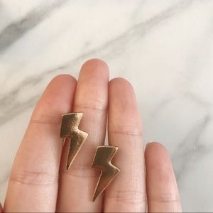 Gold Lightening Bolt Earrings